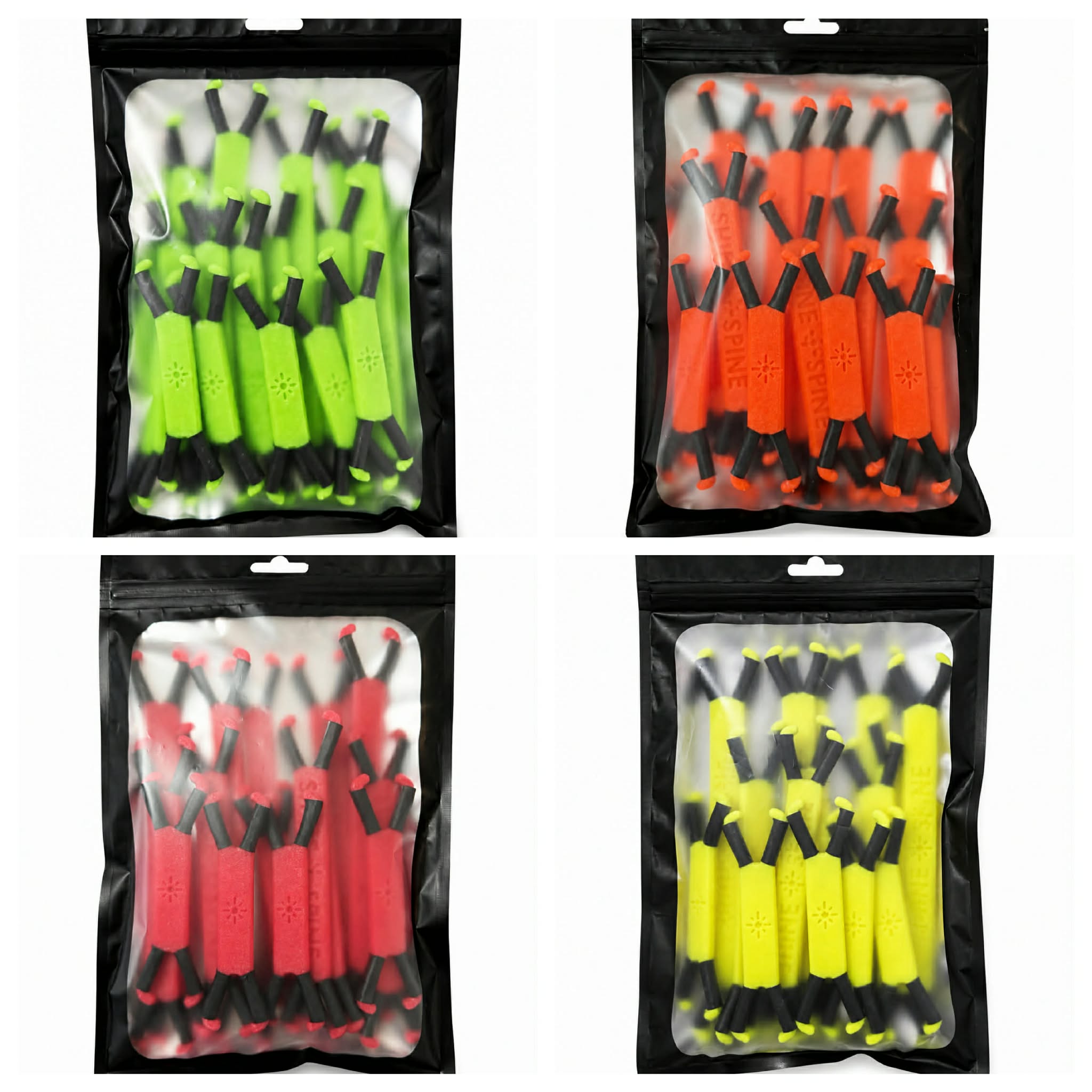 15 Piece Shine Spine branch spreader Color options for Multi-Packs set in packing with a white background.