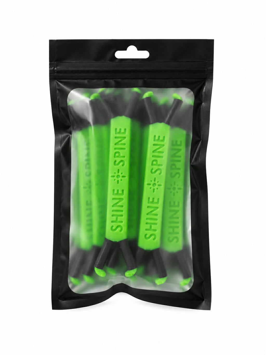 Pack of Radiant Grove Green 3 1/2inch branch spreaders in clear plastic bag with a black exterior on a white background.
