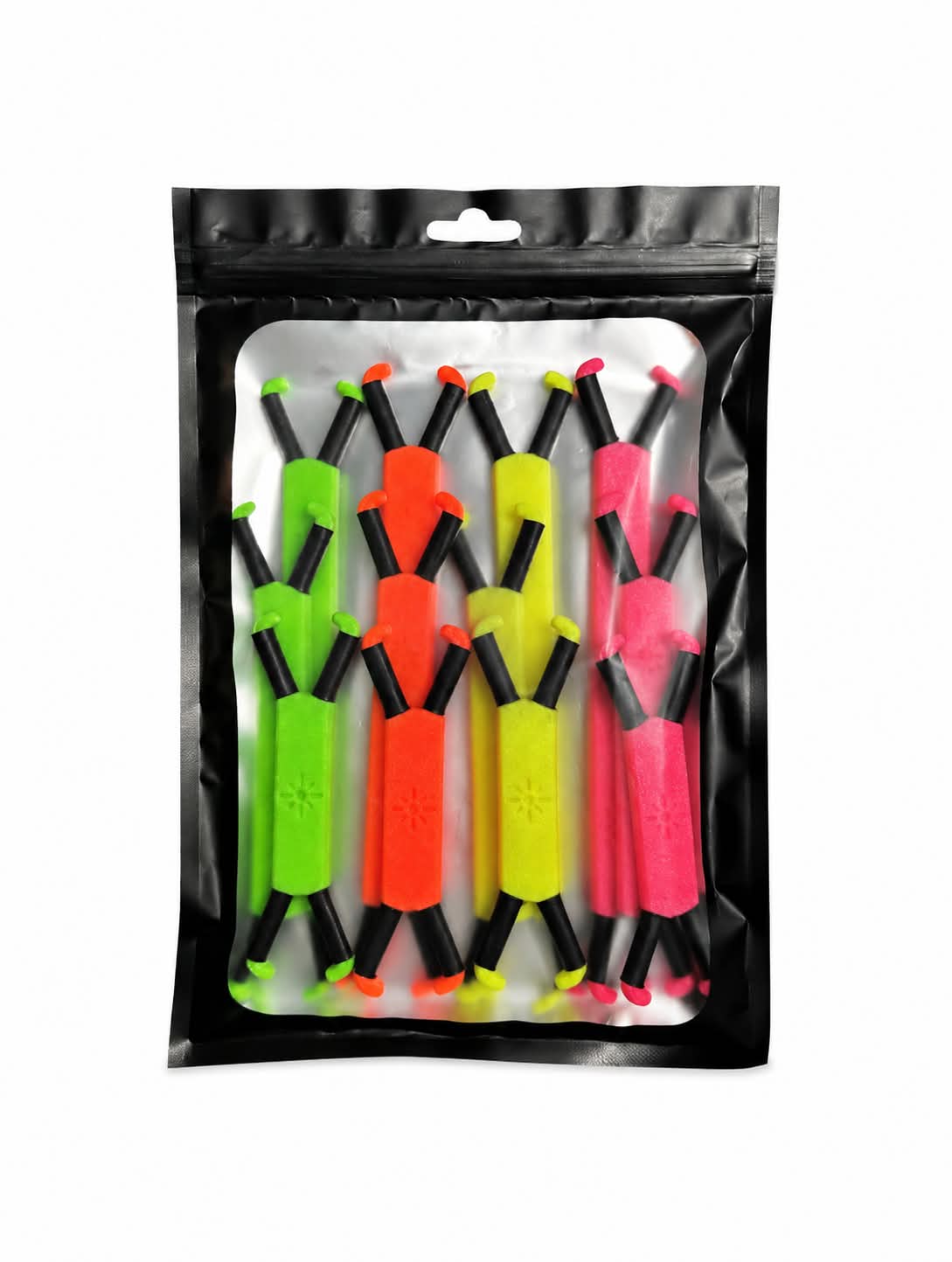 12 Piece Shine Spine branch spreader Multi-Color Variety Pack set in packing with a white background.