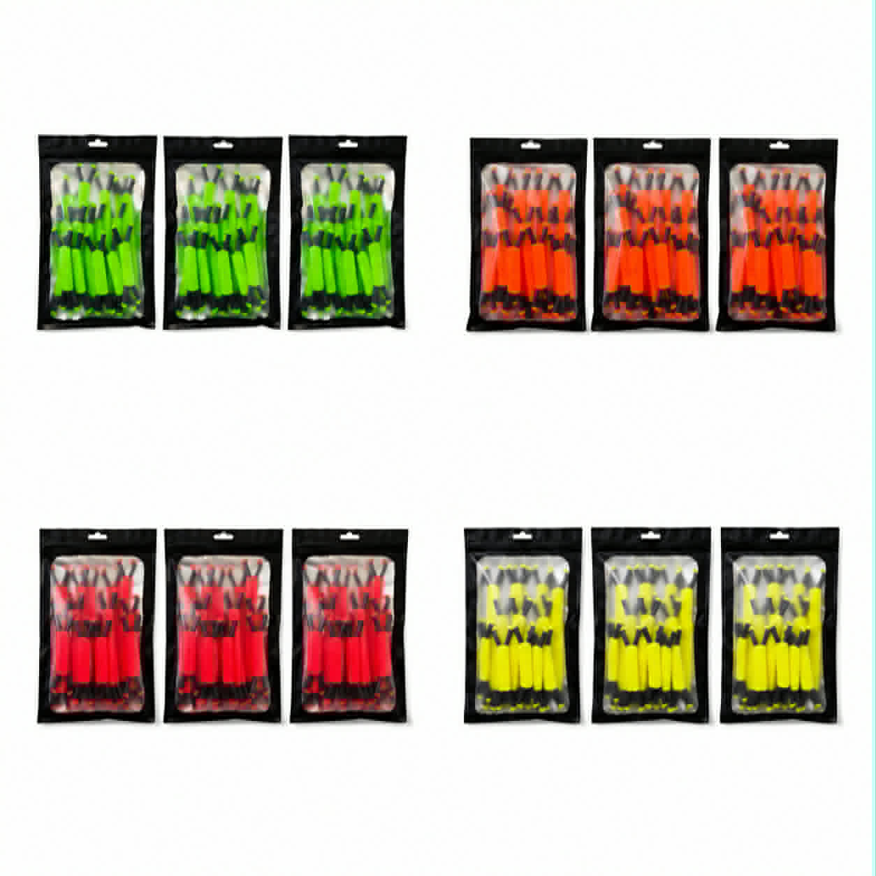 Shine Spine color options showing in sets of 3 Pack Multi-Pack branch spreaders in clear packaging with a white background